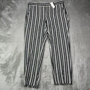 Banana Republic Avery Pants Womens 6 Gray White Striped Linen Blend Coastal New